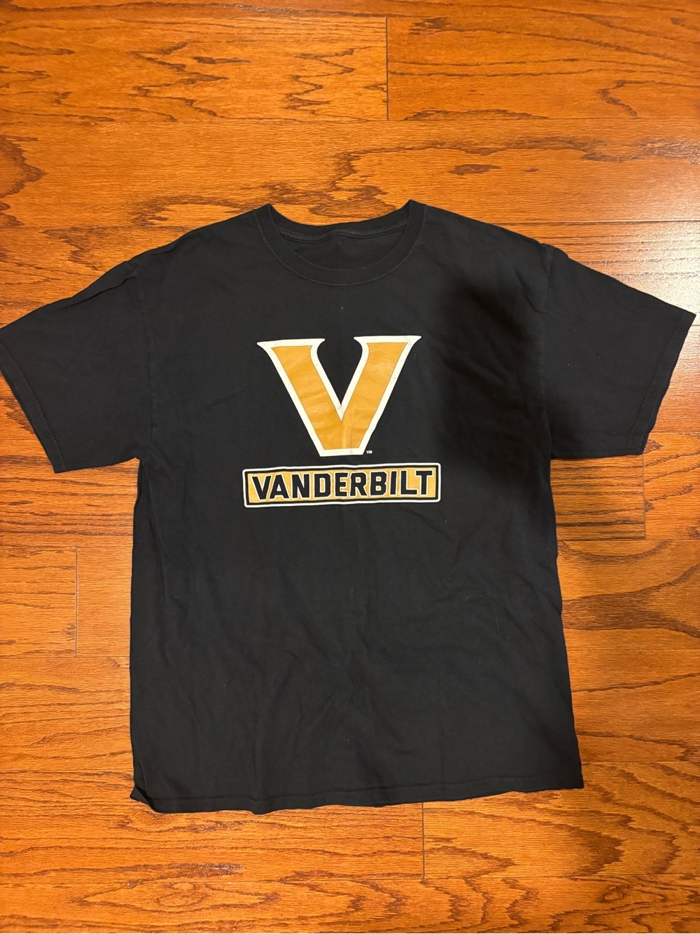 Men's Black T-Shirt with Gold 'V'’ Vanderbilt